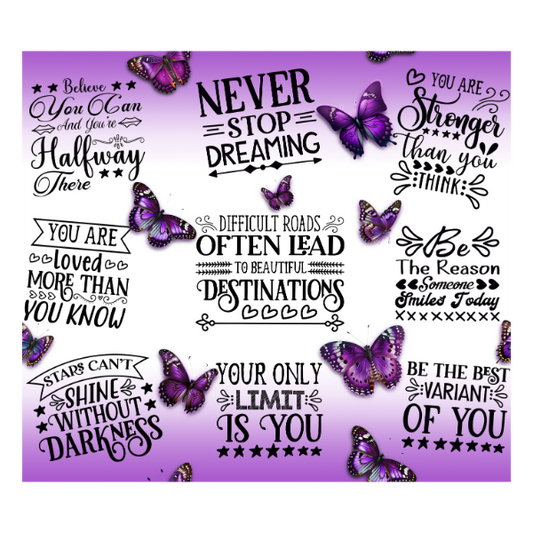 Purple Inspirational Words Tumbler
