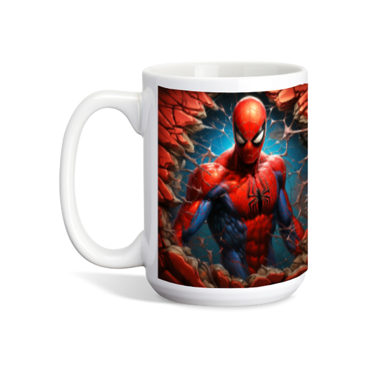 Spiderman breaking through wall Mug